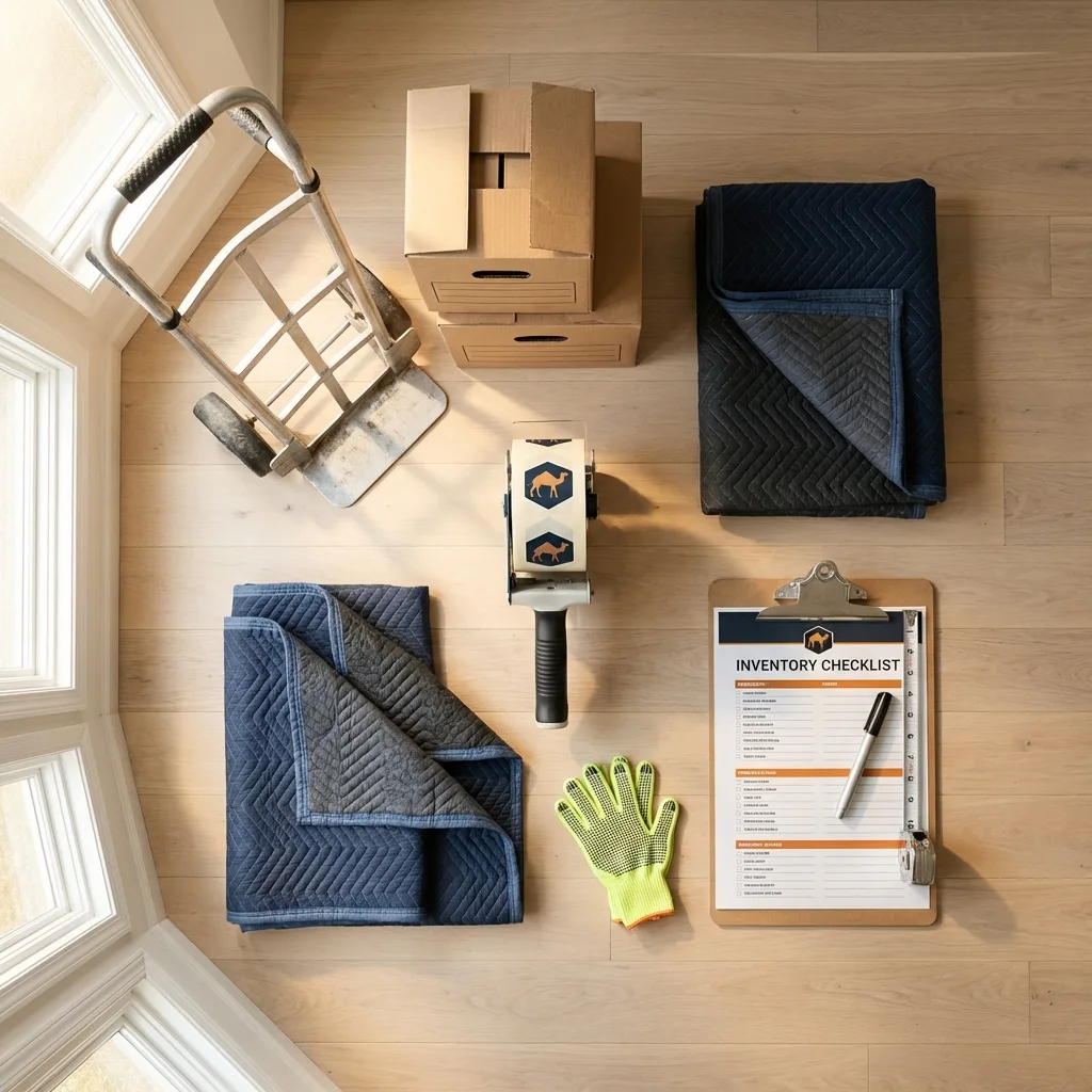 Professional moving supplies and packing materials layout for Loveland residential relocations
